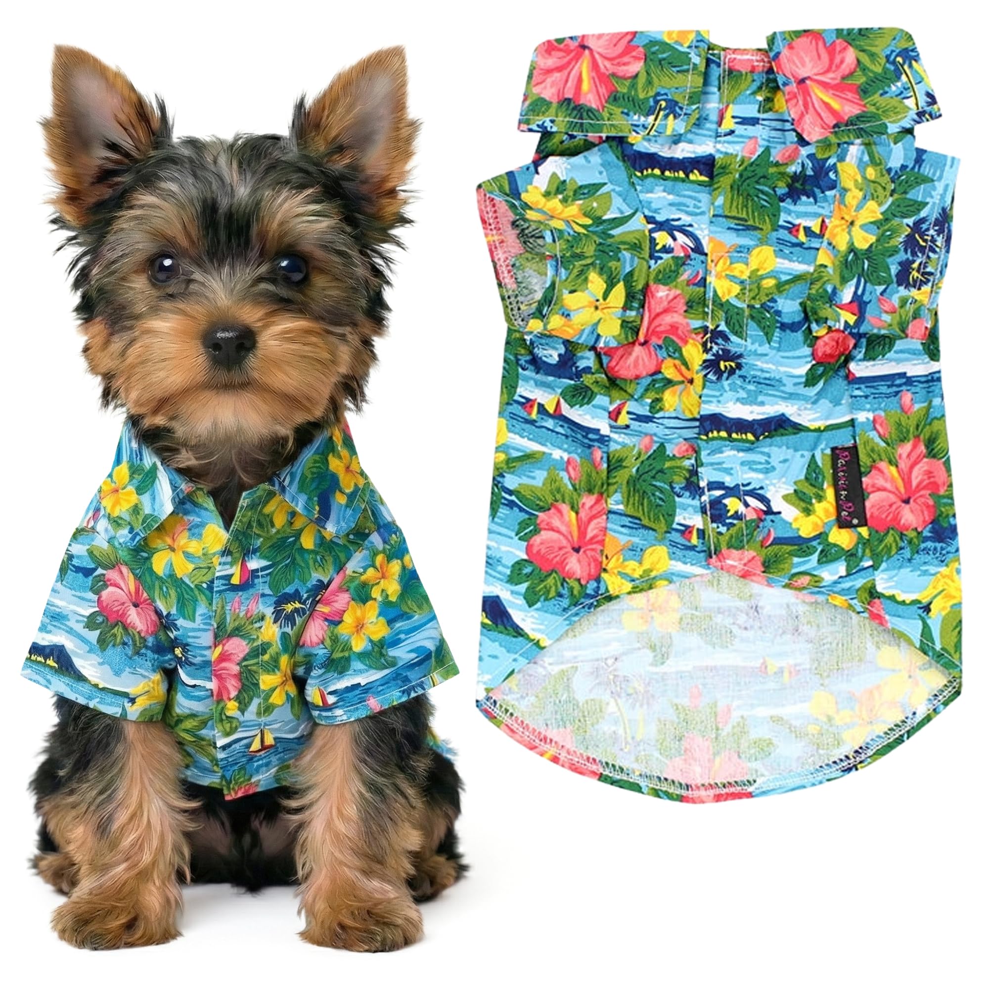 Parisian Pet chemise chien hawaïenne tropicale pour sorties plage et photos