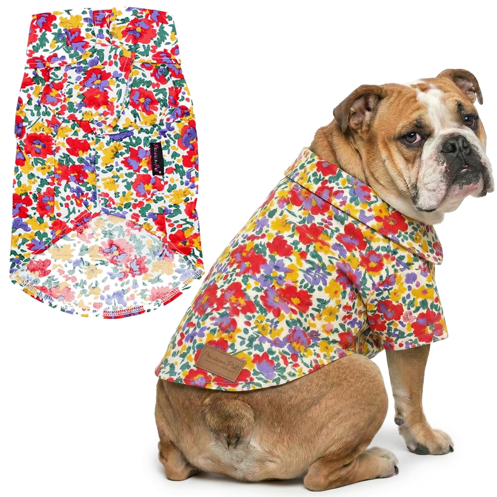 Parisian Pet chemise florale pour chien grand en coton léger, parfait pour balades ensoleillées