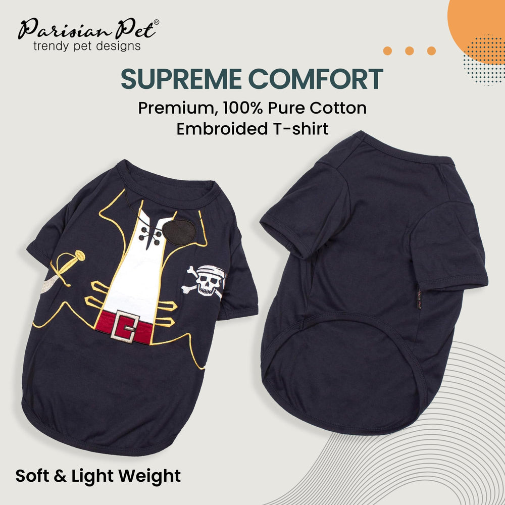 Parisian Pet costume pirate noir pour chien, coton doux et confortable.