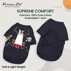 Parisian Pet costume pirate noir pour chien, coton doux et confortable.