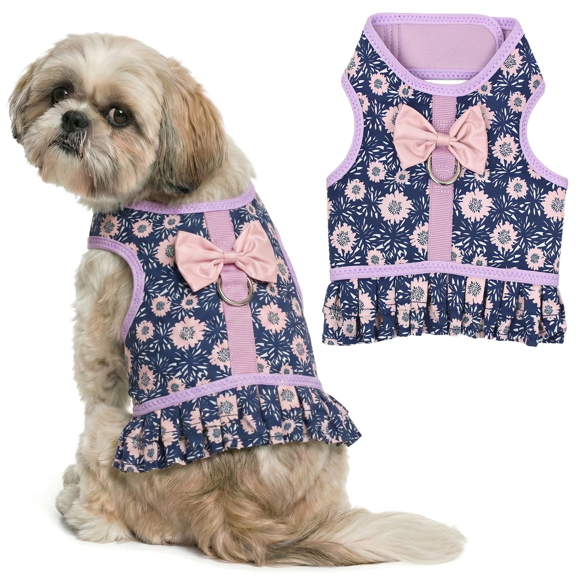 Harnais robe florale Parisian Pet pour promenades quotidiennes avec style