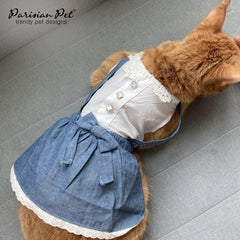 Parisian Pet jupe-fluide robe-denim chien, confort et mouvement libre.