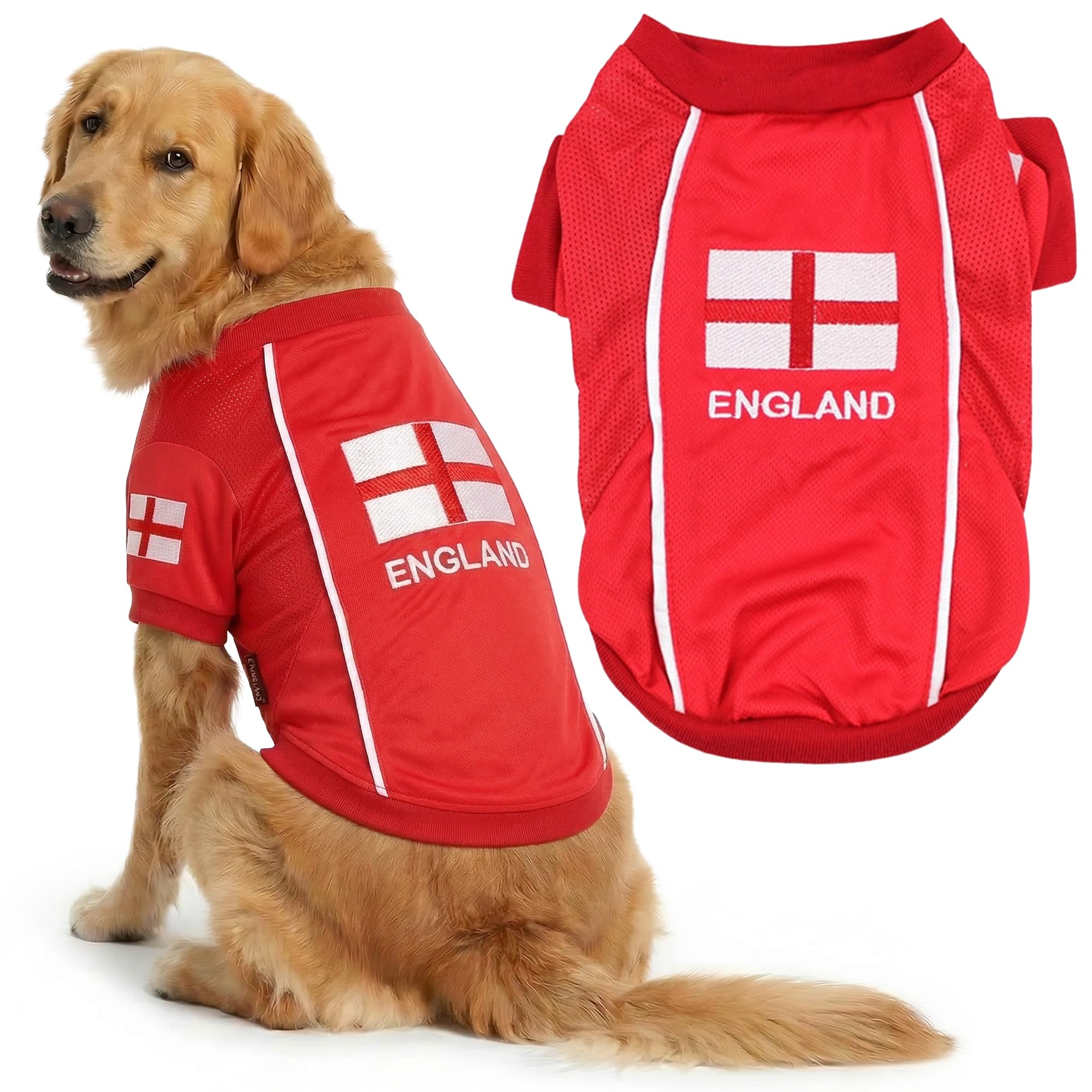 Parisian Pet maillot Angleterre avant: couleur vive et confort durable pour les jeux.