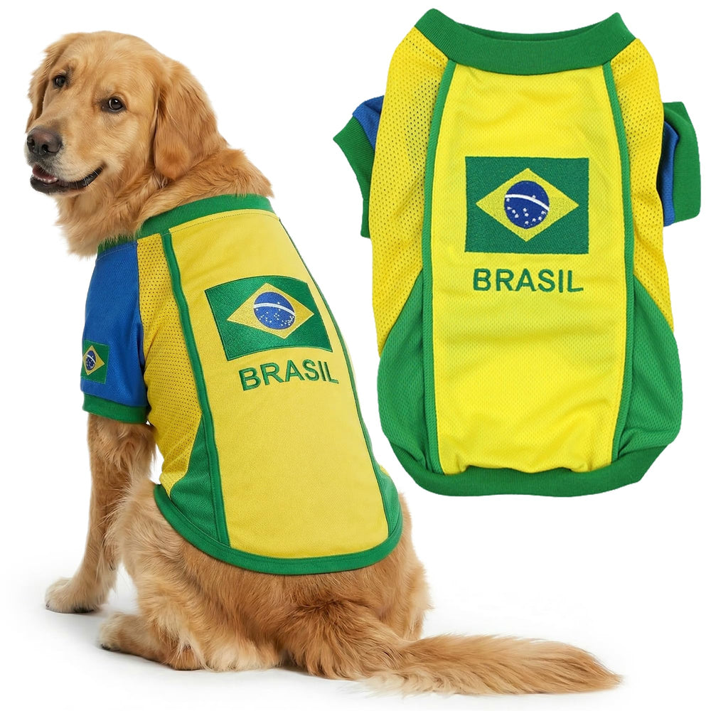 Parisian Pet maillot chien Bresil avant, look sportif et confortable.