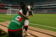 Broderie Mexique sur le maillot Parisian Pet, durable et chic.
