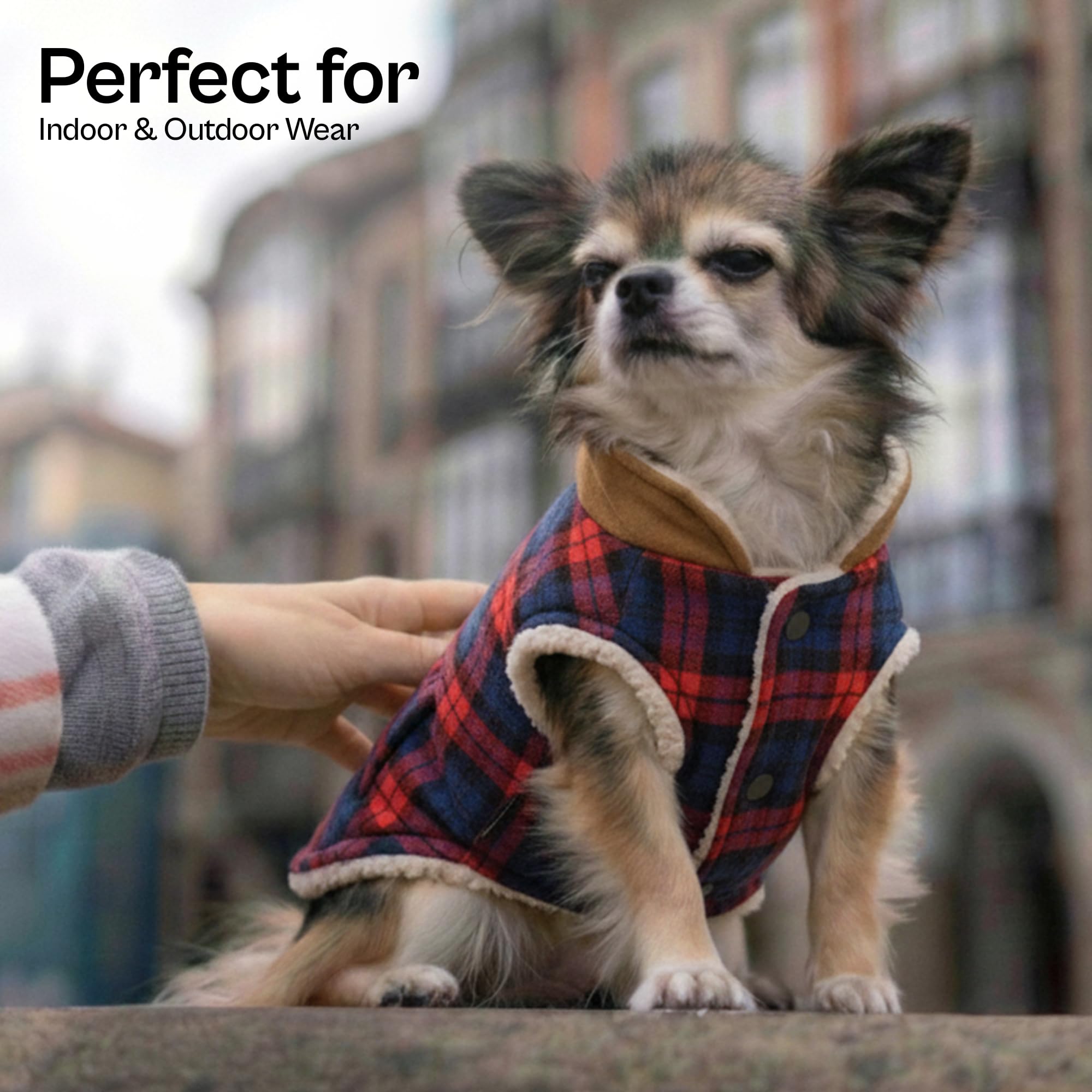 Parisian Pet manteau-chien Scottish Red Plaid détails-polaire, douceur pour la peau du chien.