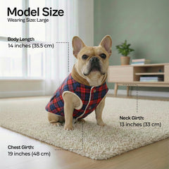 Parisian Pet manteau-chien Scottish Red Plaid dos, protection contre le vent lors des balades.