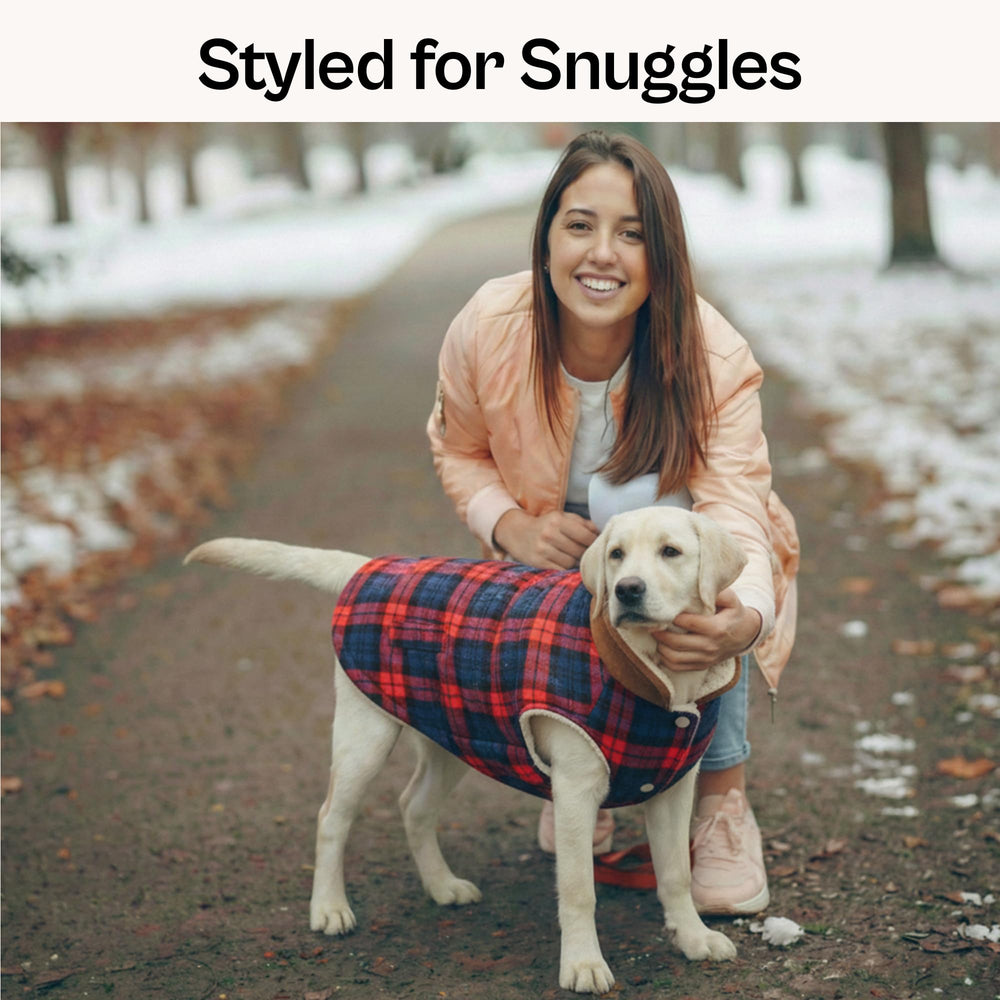 Parisian Pet manteau-chien Scottish Red Plaid guide-tailles, ajustement confortable en extérieur.