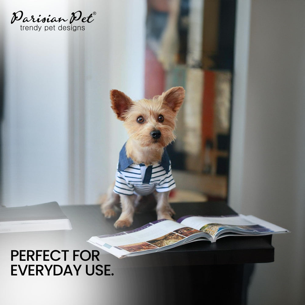 Parisian Pet Preppy Boy Polo: couture renforcée pour une durabilité en jeu quotidien.