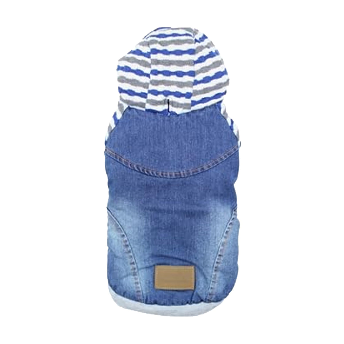 Pull-capuche denim rayé bleu Parisian Pet, look chic et confort pour sorties