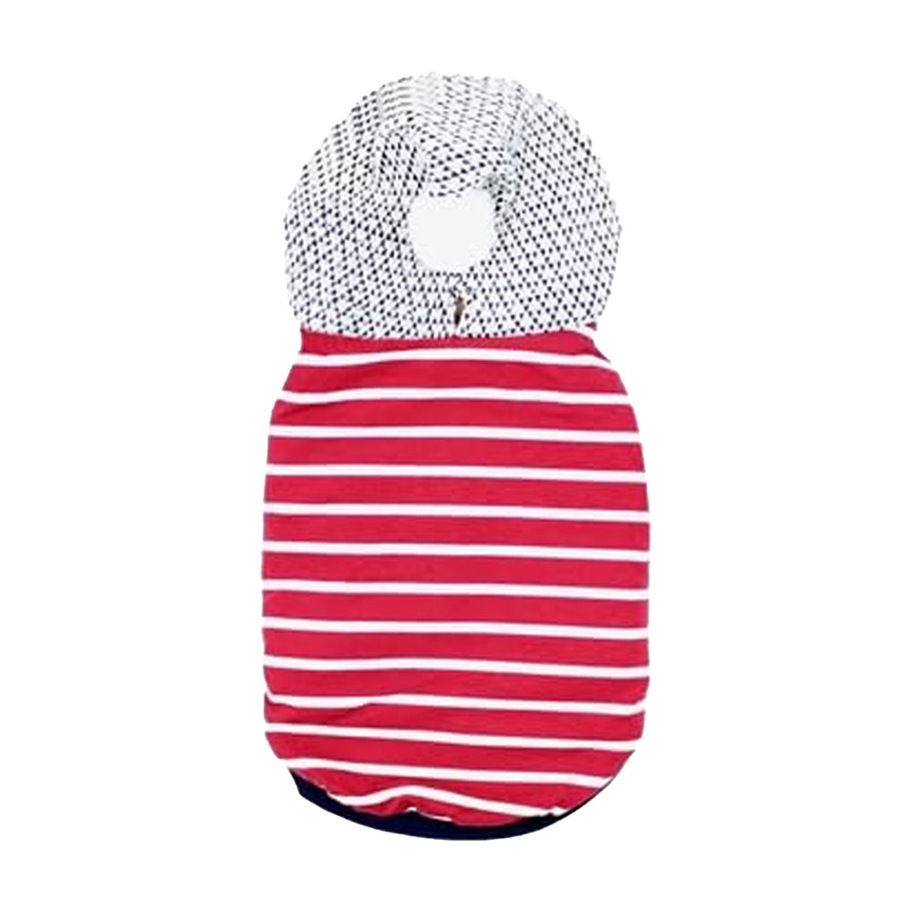 Pull-chien Parisian Pet rayures rouges avec pompon, look tendance pour photos et sorties.