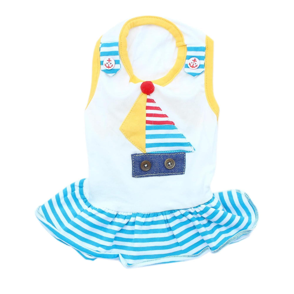 Parisian Pet robe-bateau-voilier-graphique pour un look estival chic et frais.