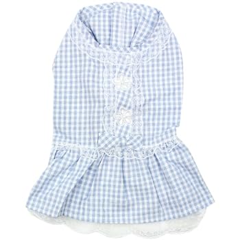 Robe d'été Parisian Pet bleu carreaux, légère et respirante, idéale pour sorties en plein air.