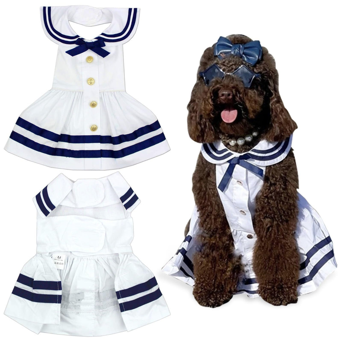 Robe Parisian Pet rayures marines légère et idéale pour les promenades estivales.