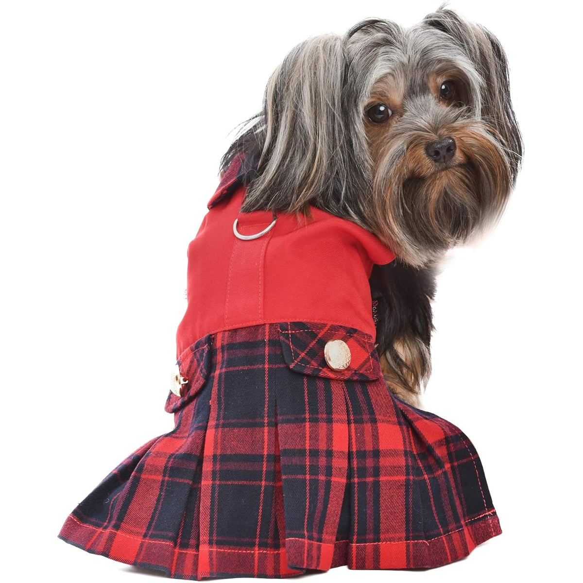 Robe écossaise pour chien Parisian Pet, plaid rouge, léger et élégant pour sorties quotidiennes.