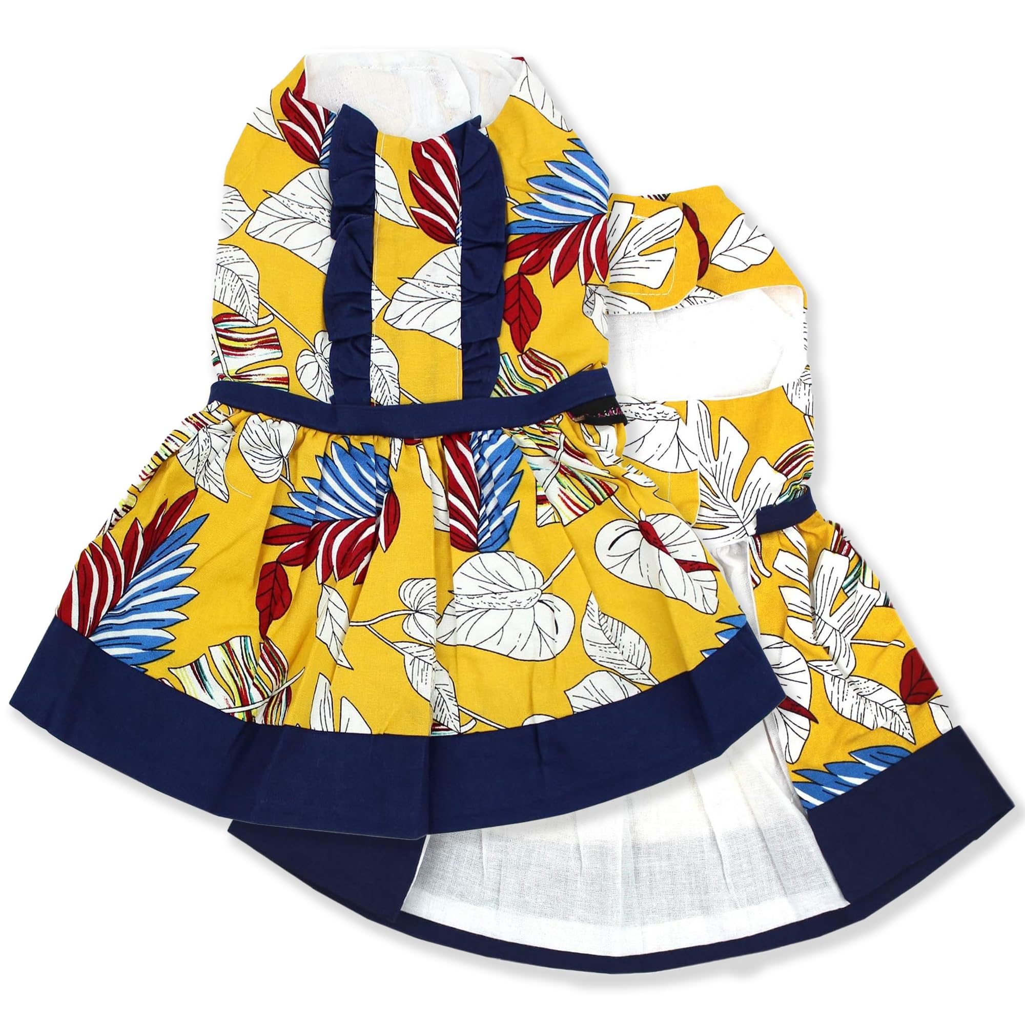 Robe Parisian Pet été pour chien avec motif feuilles, idéale pour balades.