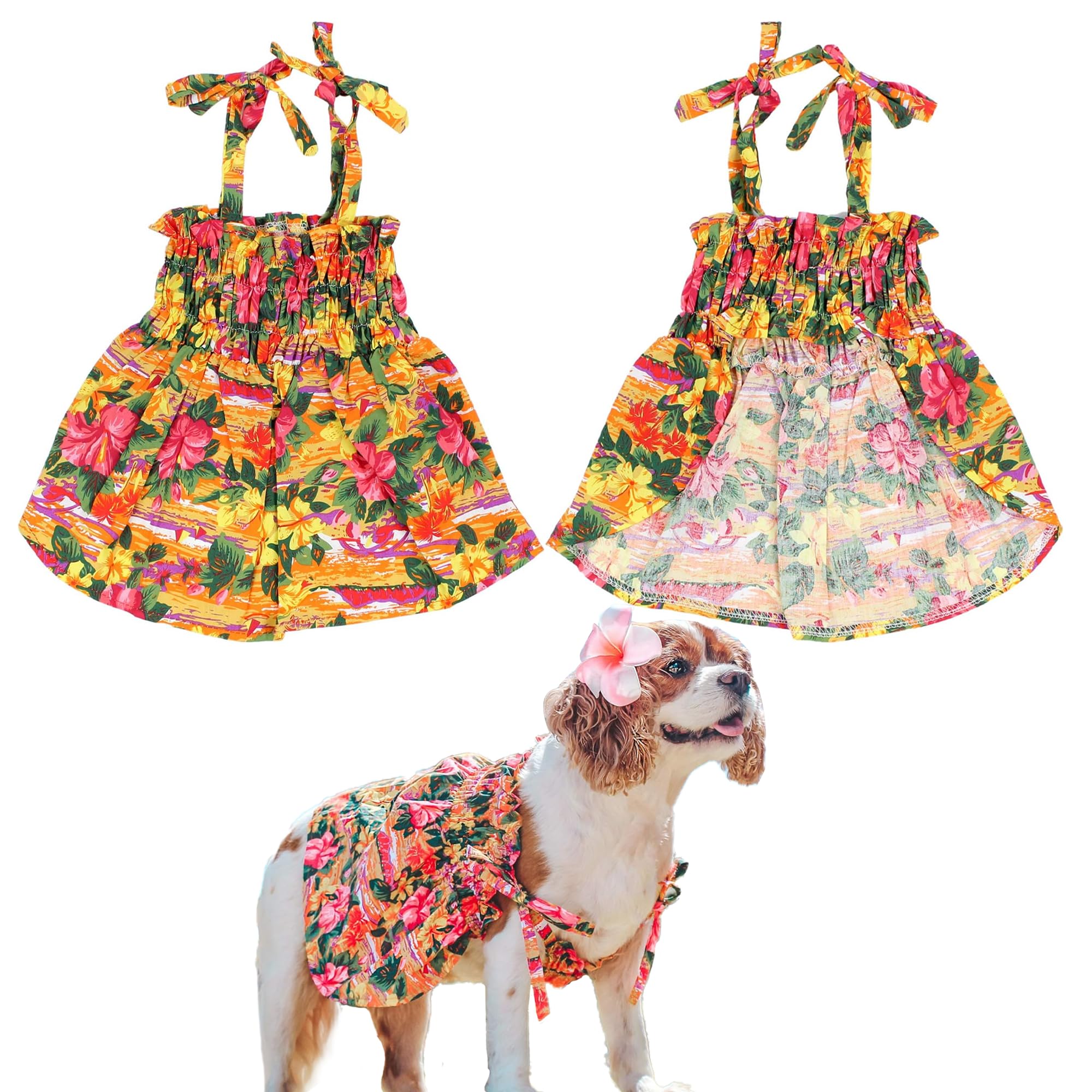Robe hawaïenne Parisian Pet avec imprimé floral, légère et idéale pour balades estivales.
