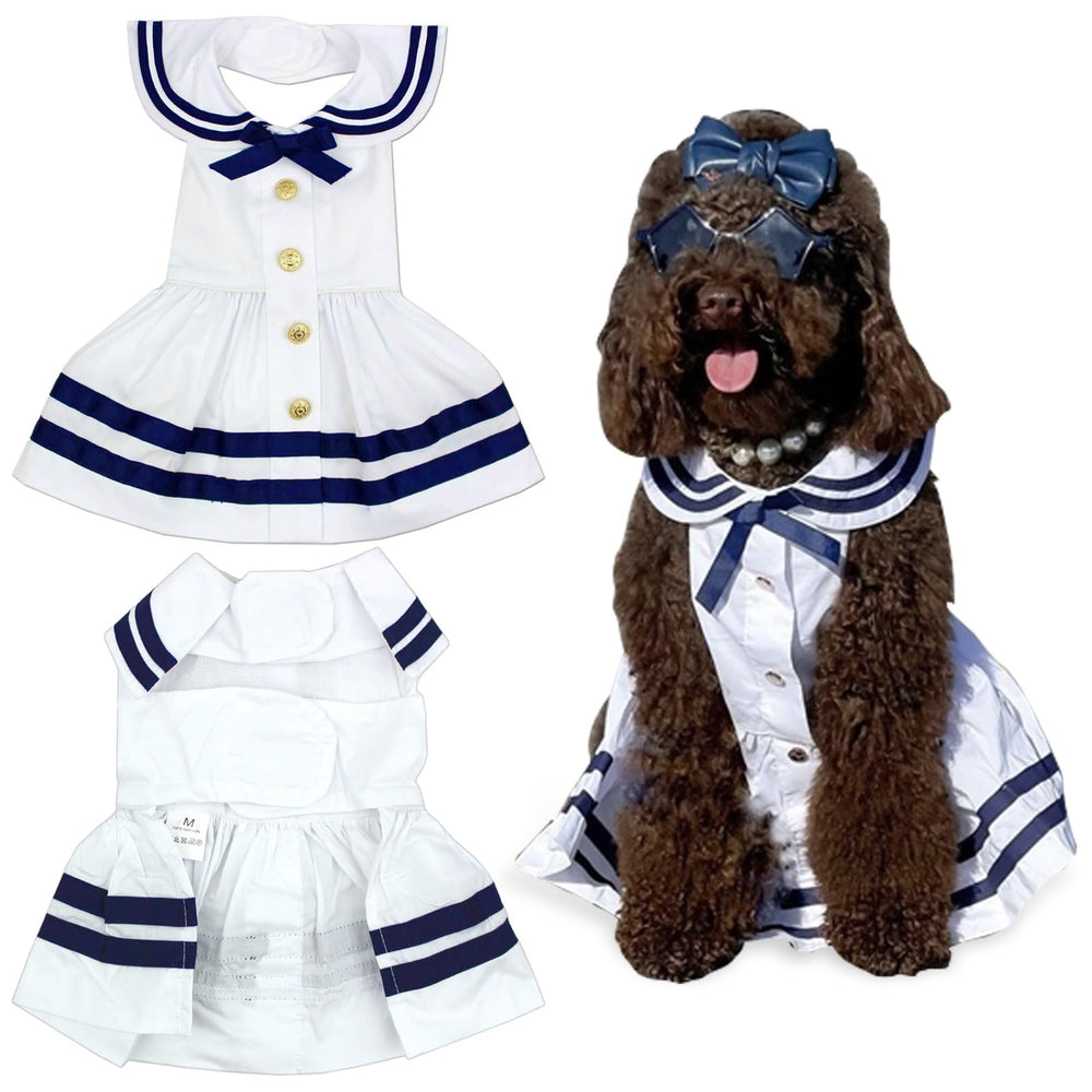 Robe marinière Parisian Pet pour chienne, coton doux et estival, look nautique