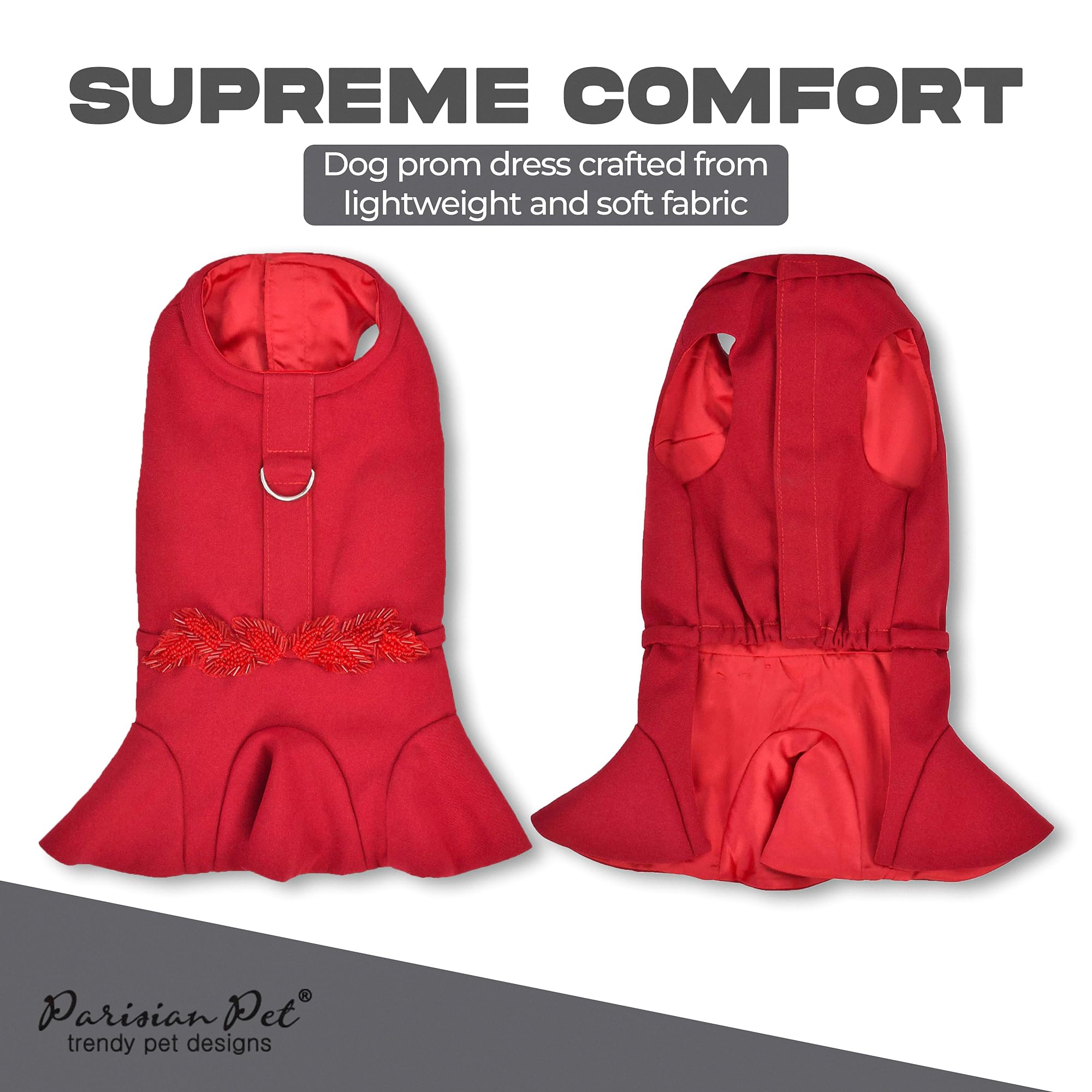 Robe rouge légère Parisian Pet, respirante pour balades estivales.