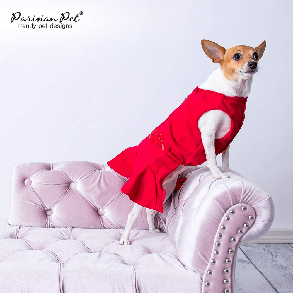Fermeture auto-agrippante pratique sur robe rouge Parisian Pet