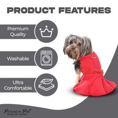 Jupon fluide et ourlet léger sur robe rouge Parisian Pet pour grand chien