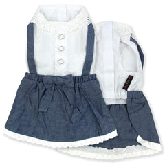 Robe-salopette Chambray Parisian Pet, denim bleu pour sorties estivales confortables.