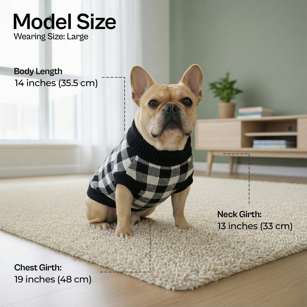 Pull en tricot cable blanc et noir par Parisian Pet, chaleur douce et durable.