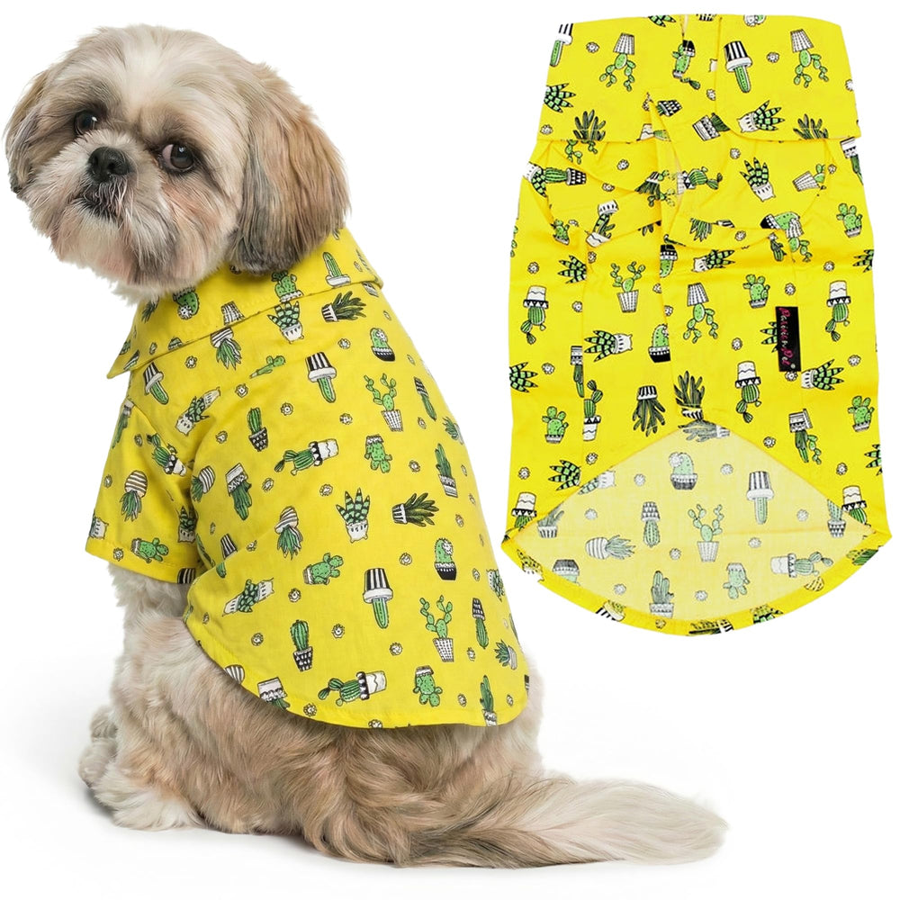Parisian Pet t-shirt chien cactus-jaune à imprimé ludique pour sorties estivales confortables