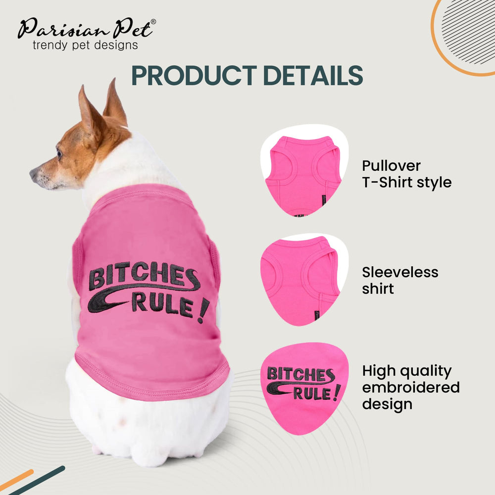tee-shirt Parisian Pet coton 100% pour chien, couleur rose