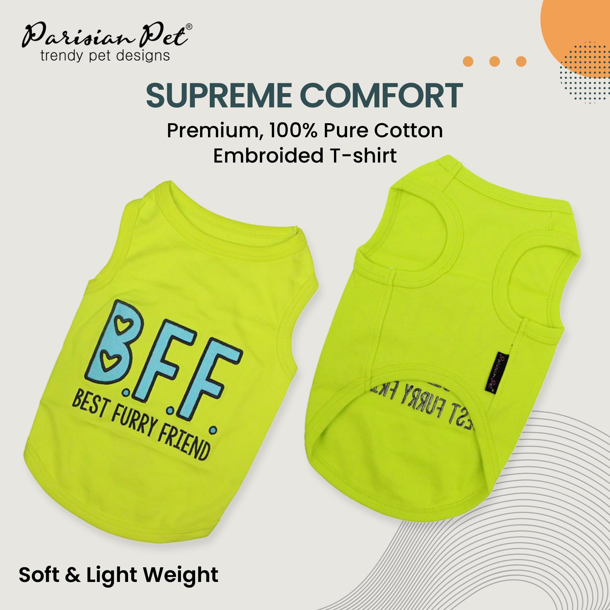 Parisian Pet T-shirt coton doux, parfait pour la peau sensible des chiens.