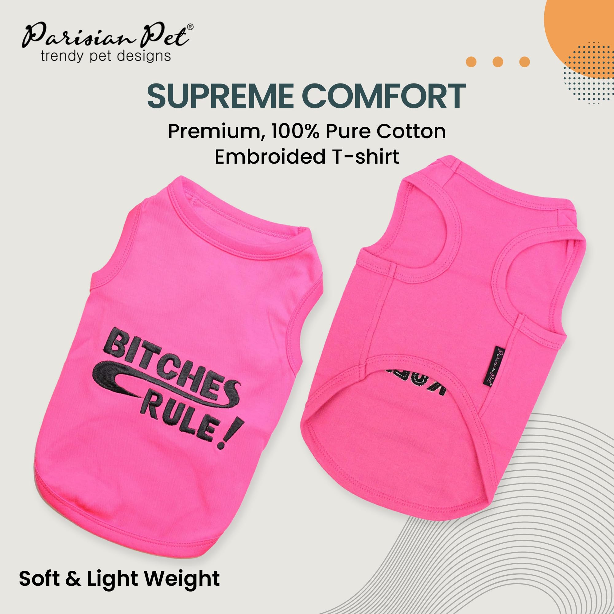 tee-shirt Parisian Pet grande taille pour chien, rose lumineux, pratique en balade