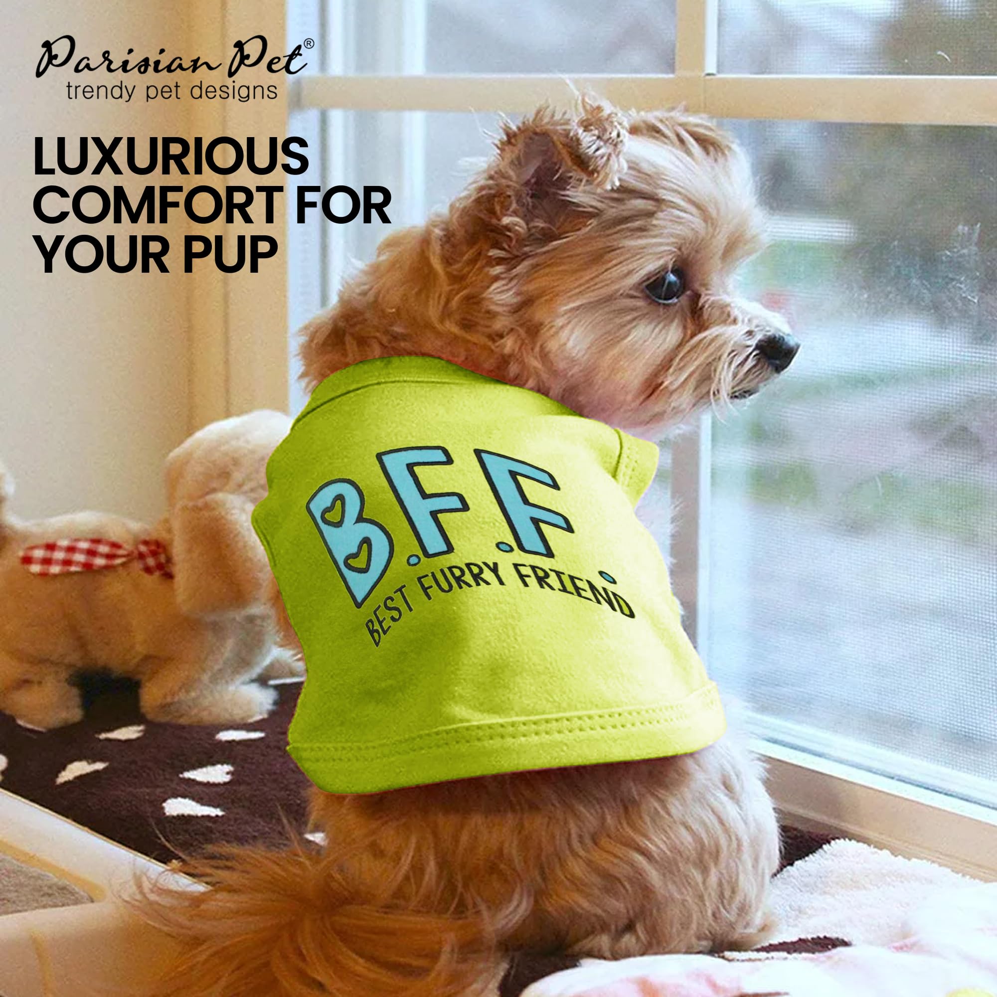 Parisian Pet T-shirt imprimé B.F.F., durable pour le jeu et les photos.