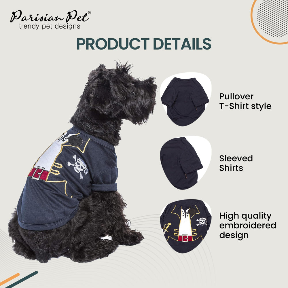 Parisian Pet t-shirt pirate extensible pour chien noir, facile a enfiler.