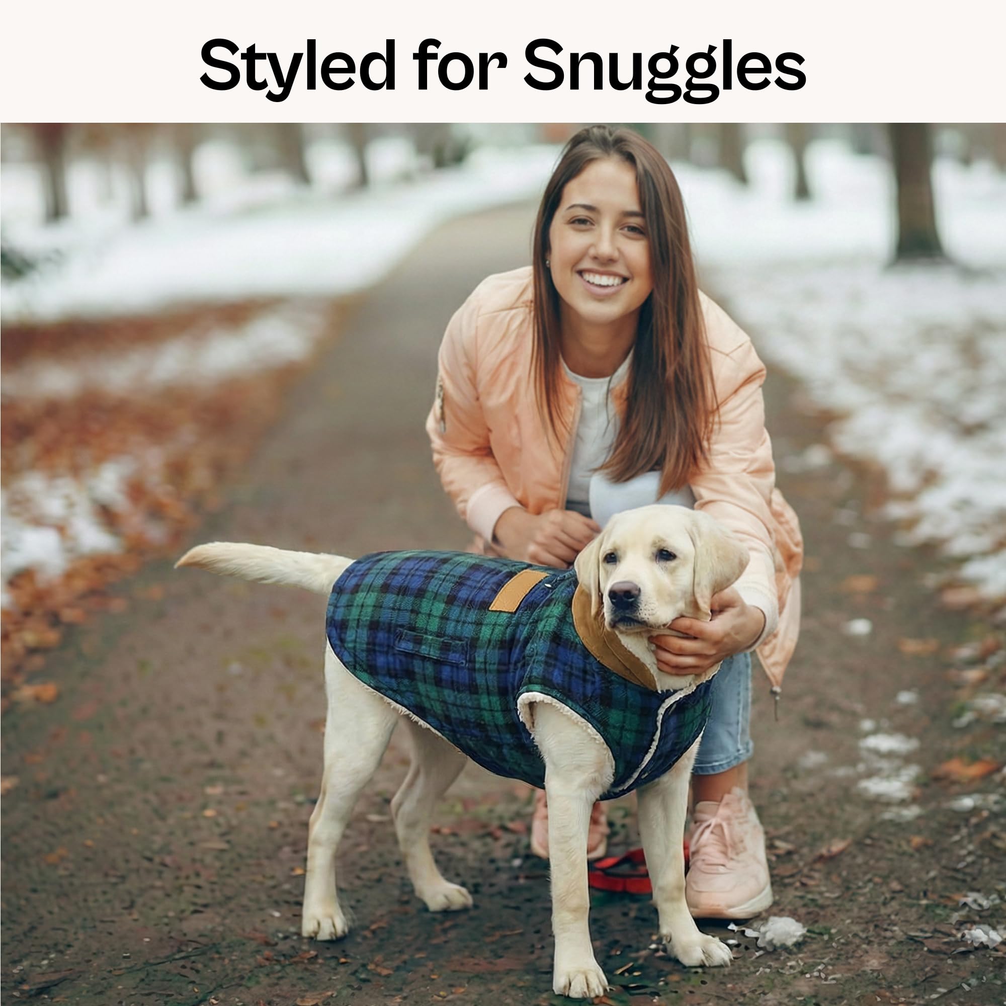 Veste Parisian Pet pour chien, plaid vert foncé, mouvement facilité.