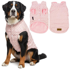 Parisian Pet Veste Chien Rose à Pois Avant, chaleur douce pour sorties hivernales.