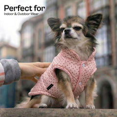 Parisian Pet Veste Chien Rose à Pois Côté Droit, accès facile et coupe confortable.