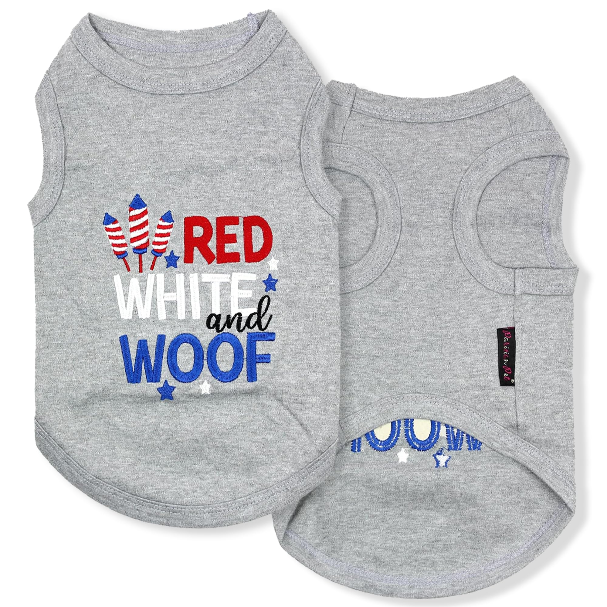 Veste patriote Parisian Pet pour grand chien, graphisme rouge et blanc, idéal pour les fêtes