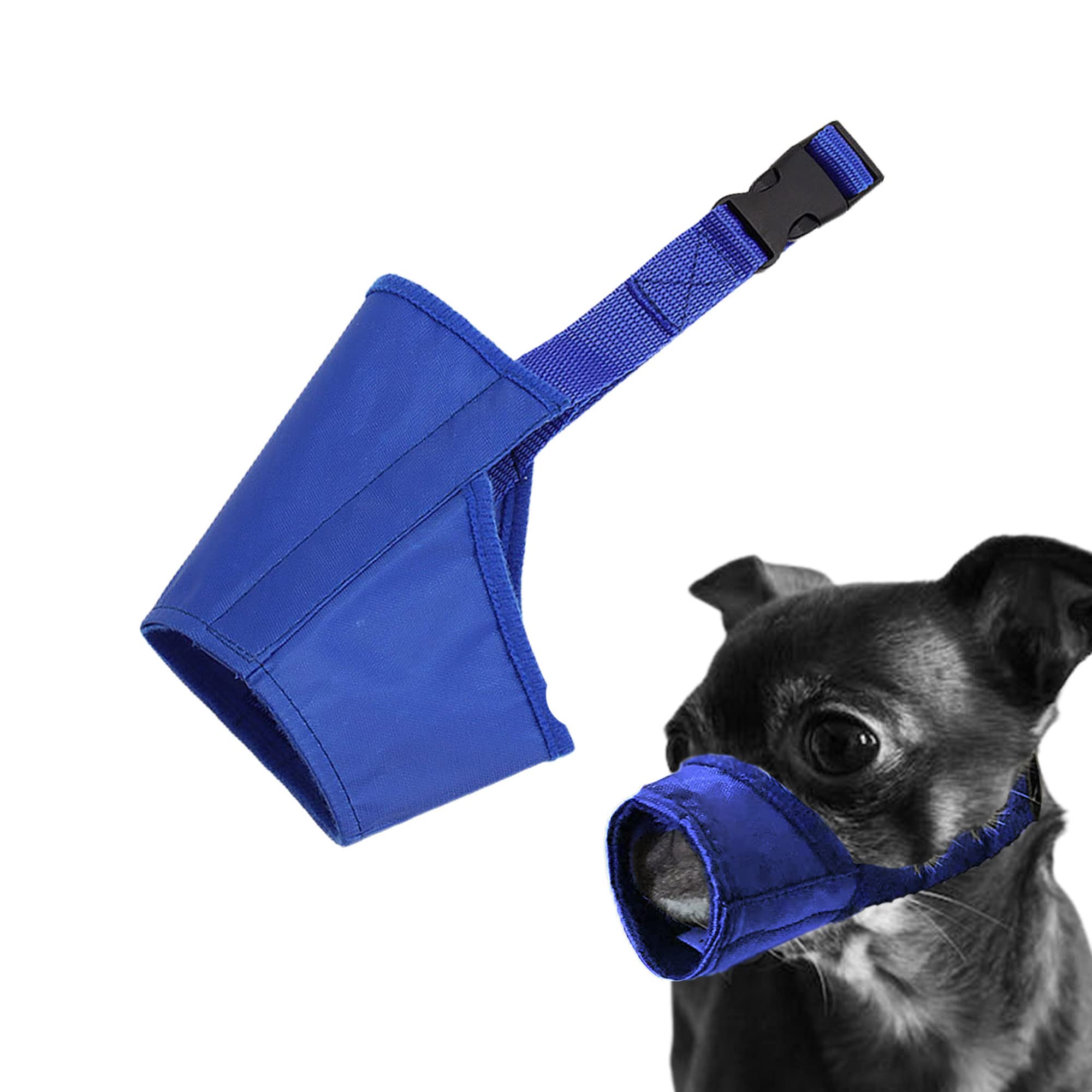 Parts Express masque chien doux anti-morsure en bleu offrant confort et sécurité