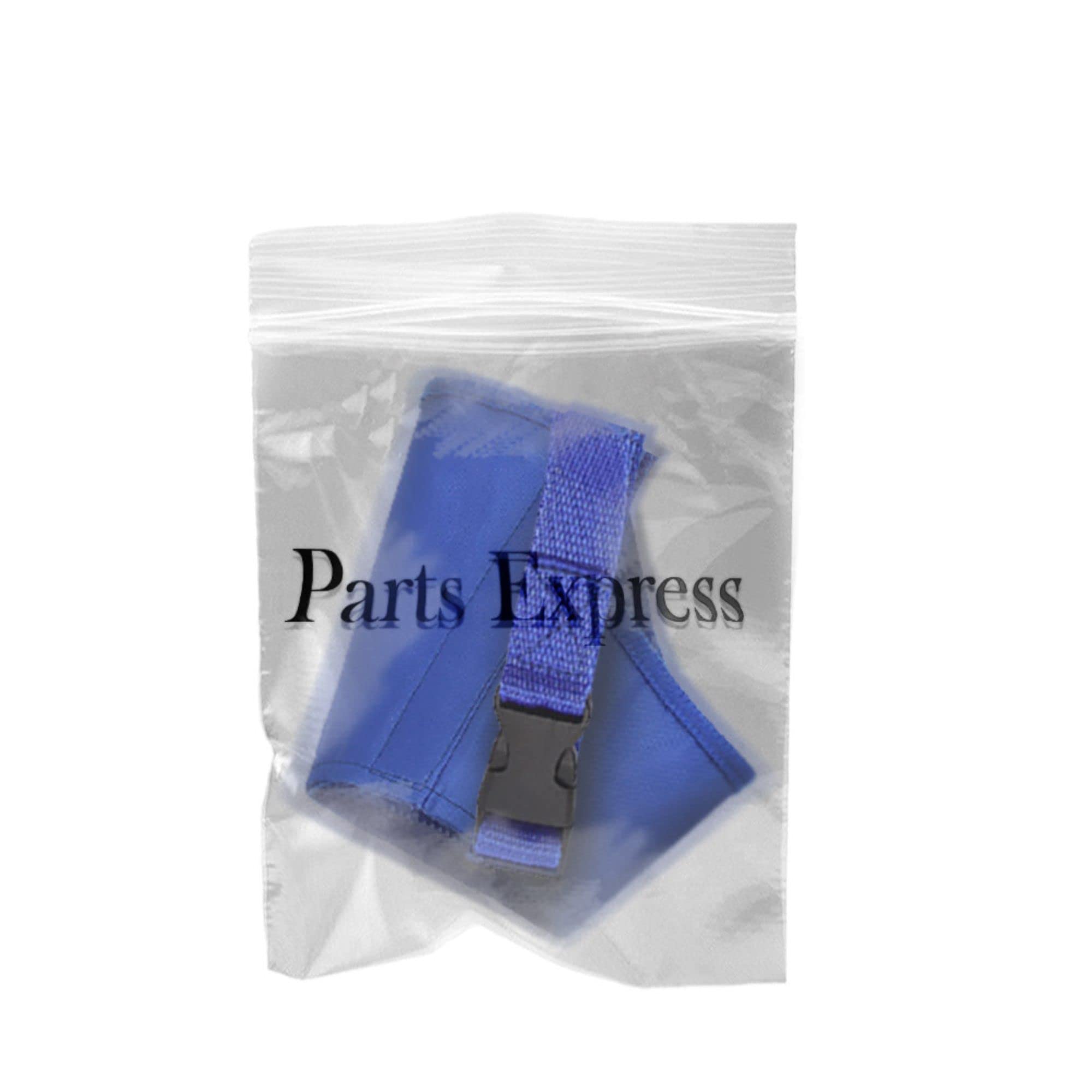 Muselière Parts Express bleu utilisée en vétérinaire et toilettage.