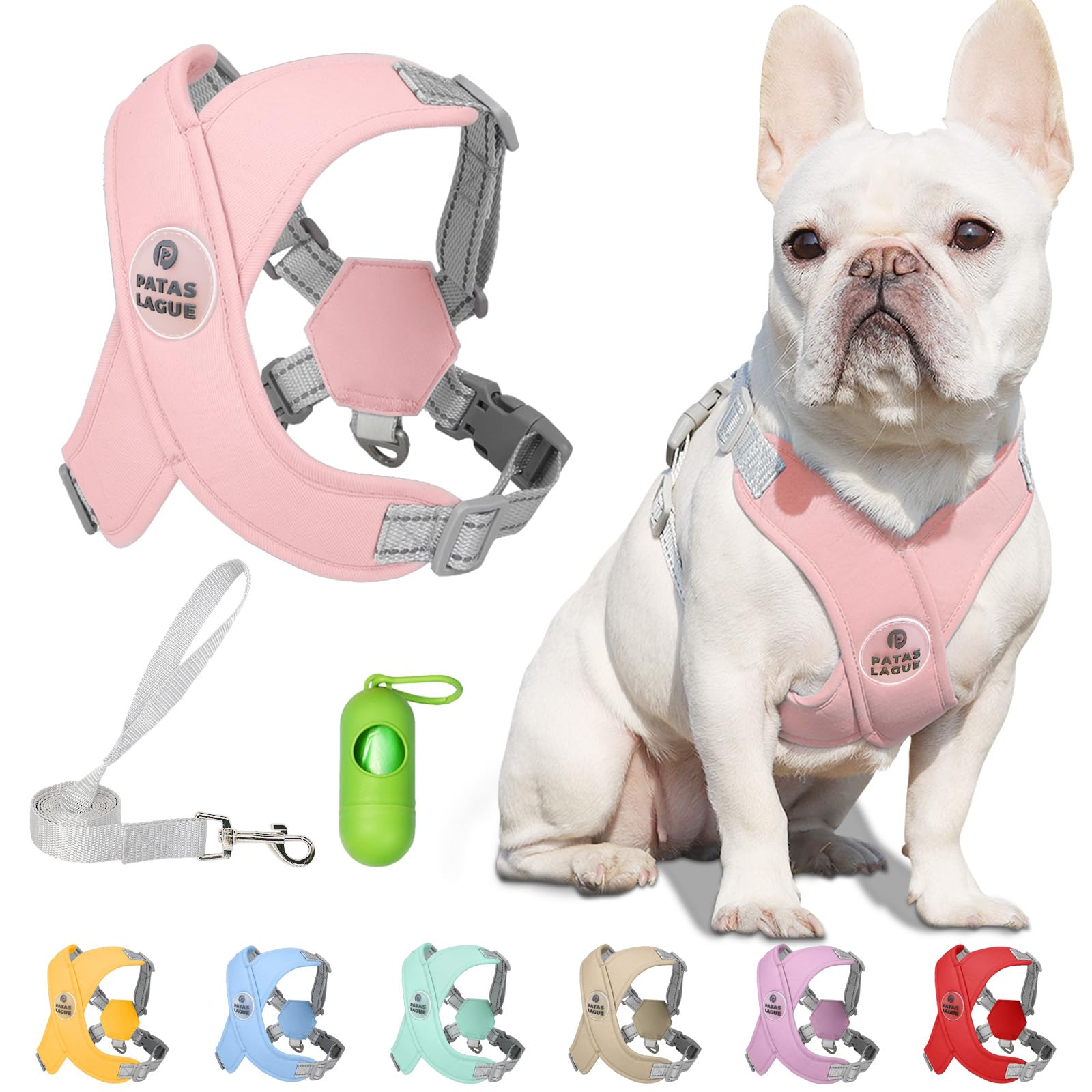 Patas Lague harnais chien rose pour promenades douces et sécurisées