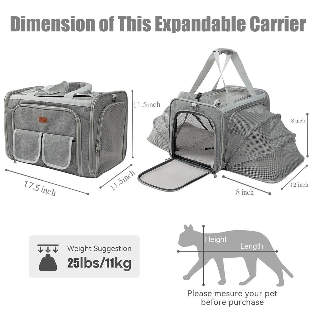 PATAZONE sac transport chat gris, double ouverture facilitant l'entrée et la sortie.