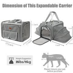 PATAZONE sac transport chat gris, double ouverture facilitant l'entrée et la sortie.