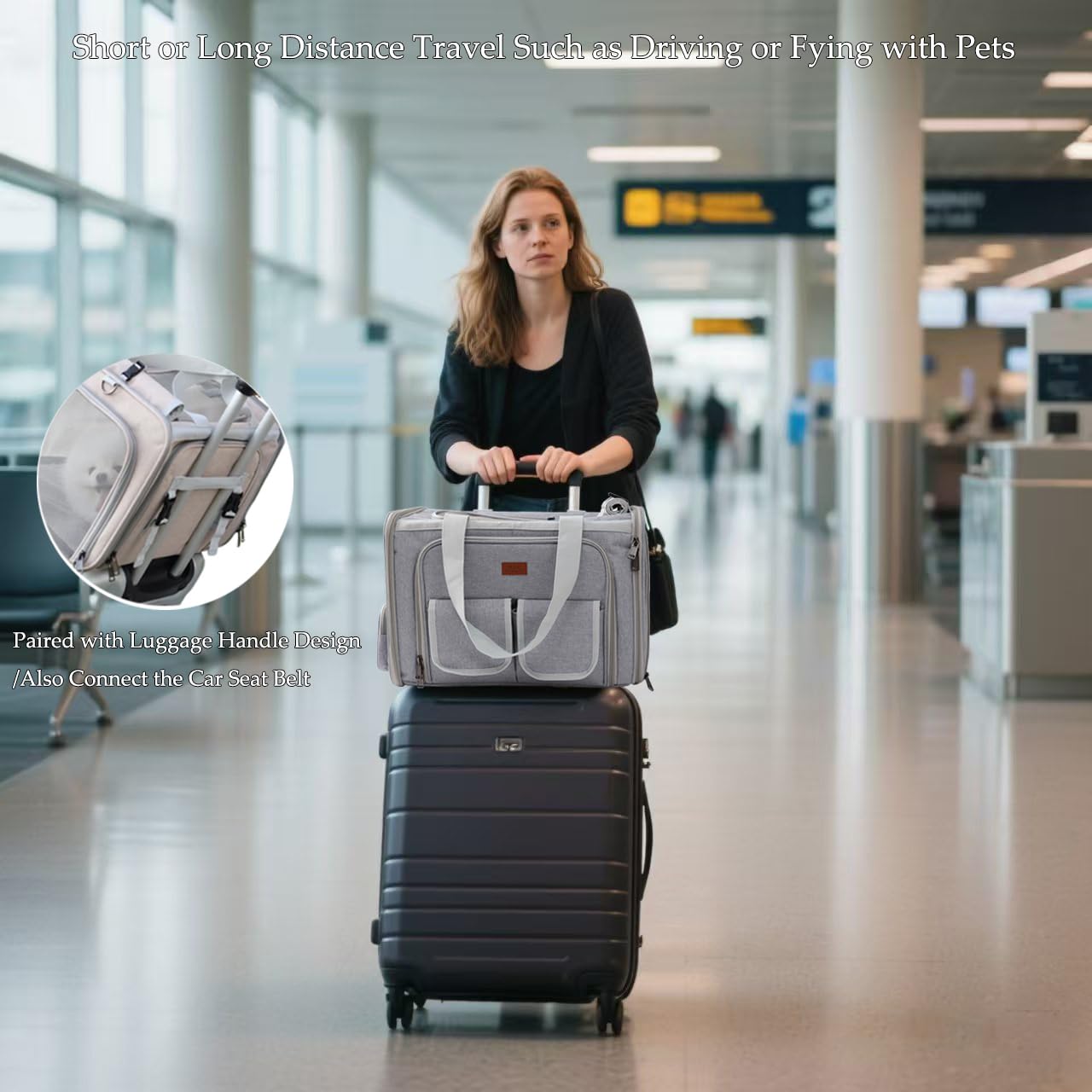 PATAZONE sac de transport chat gris avec ouverture arrière pour entrée et sortie pratique.