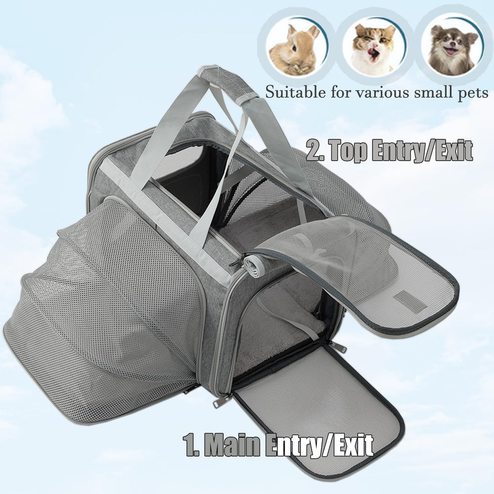 PATAZONE sac transport chat gris, design pliable pour rangement facile.