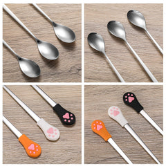 Cuillère Patelai en acier inoxydable et silicone, solide et durable.