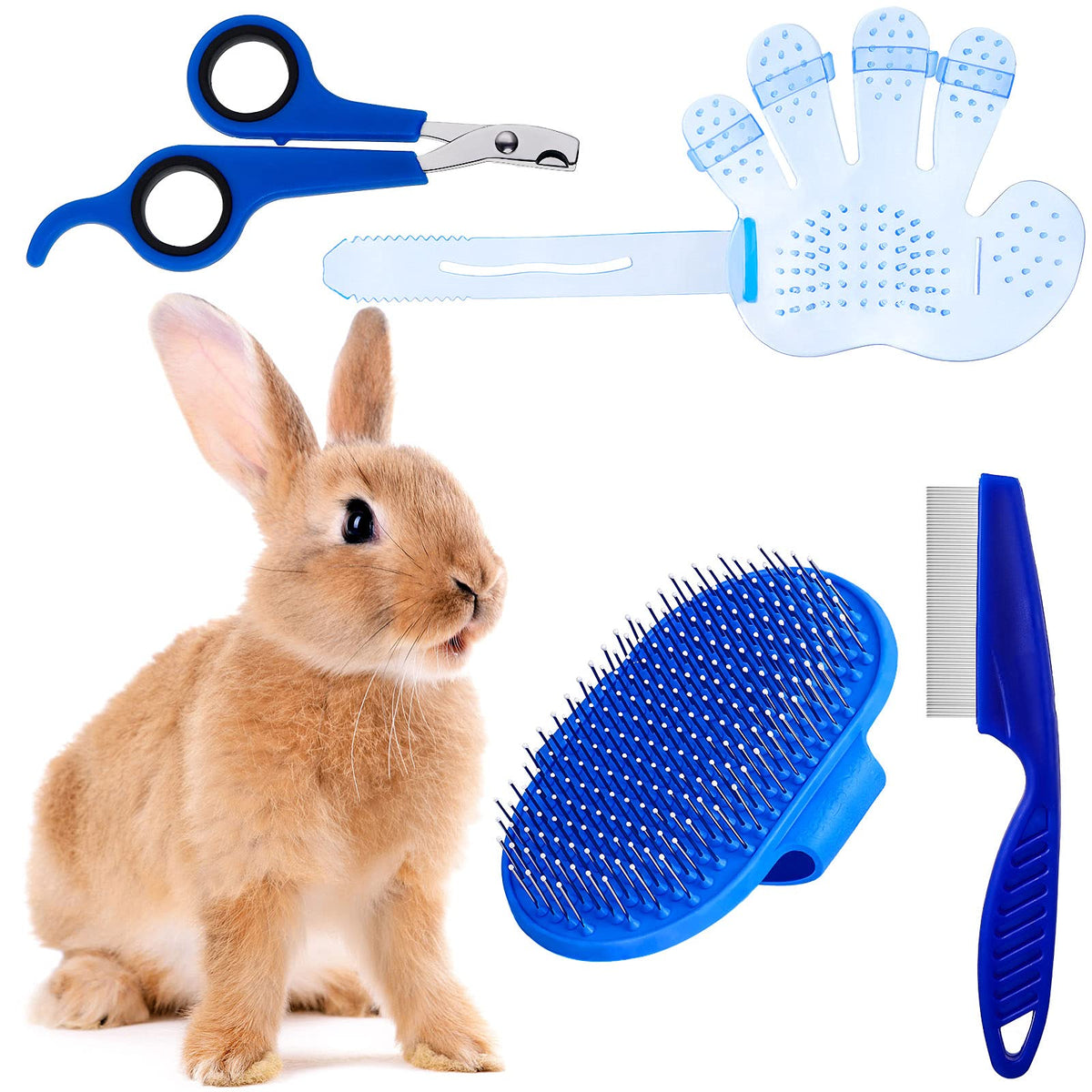 Kit Patelai complet pour lapin : ensemble toilettage 4 pièces pour soins faciles.