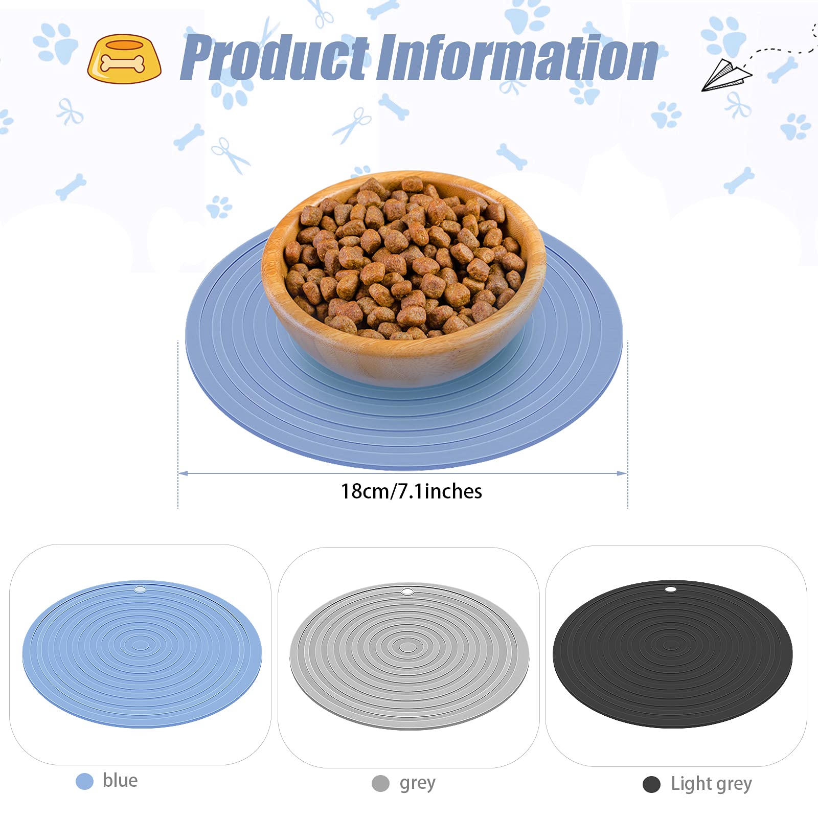 Patelai tapis alimentation chat gris, capture les miettes et nettoyage facile