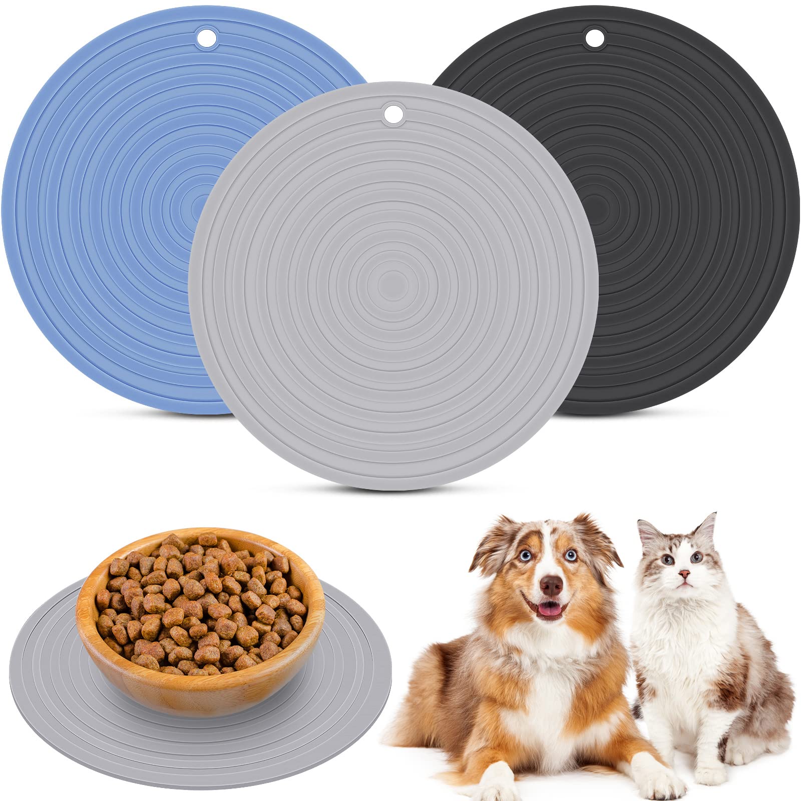 Patelai tapis alimentation chien bleu, bol stable et anti-débordement