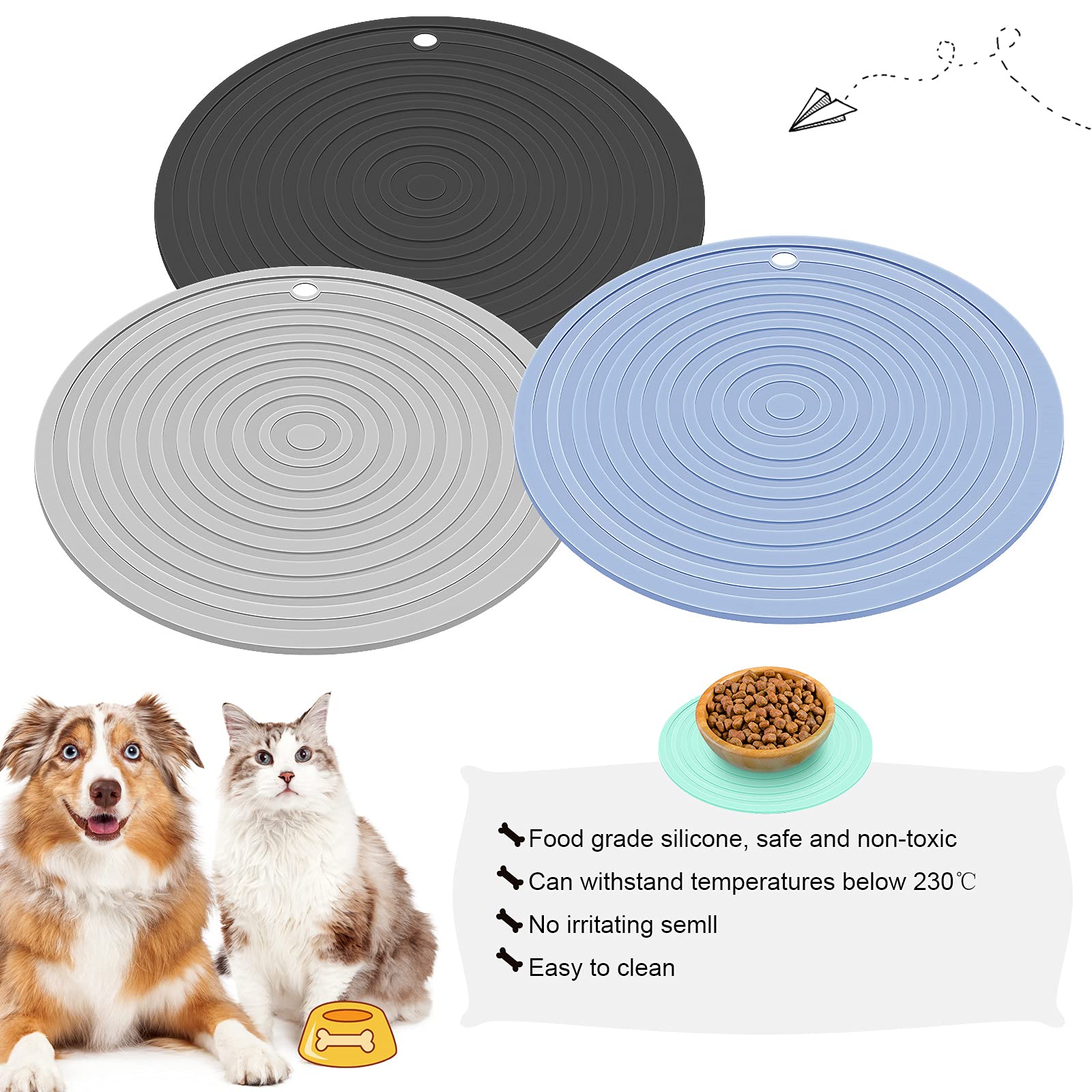 Patelai tapis alimentation nettoyage facile gris, résistant aux taches