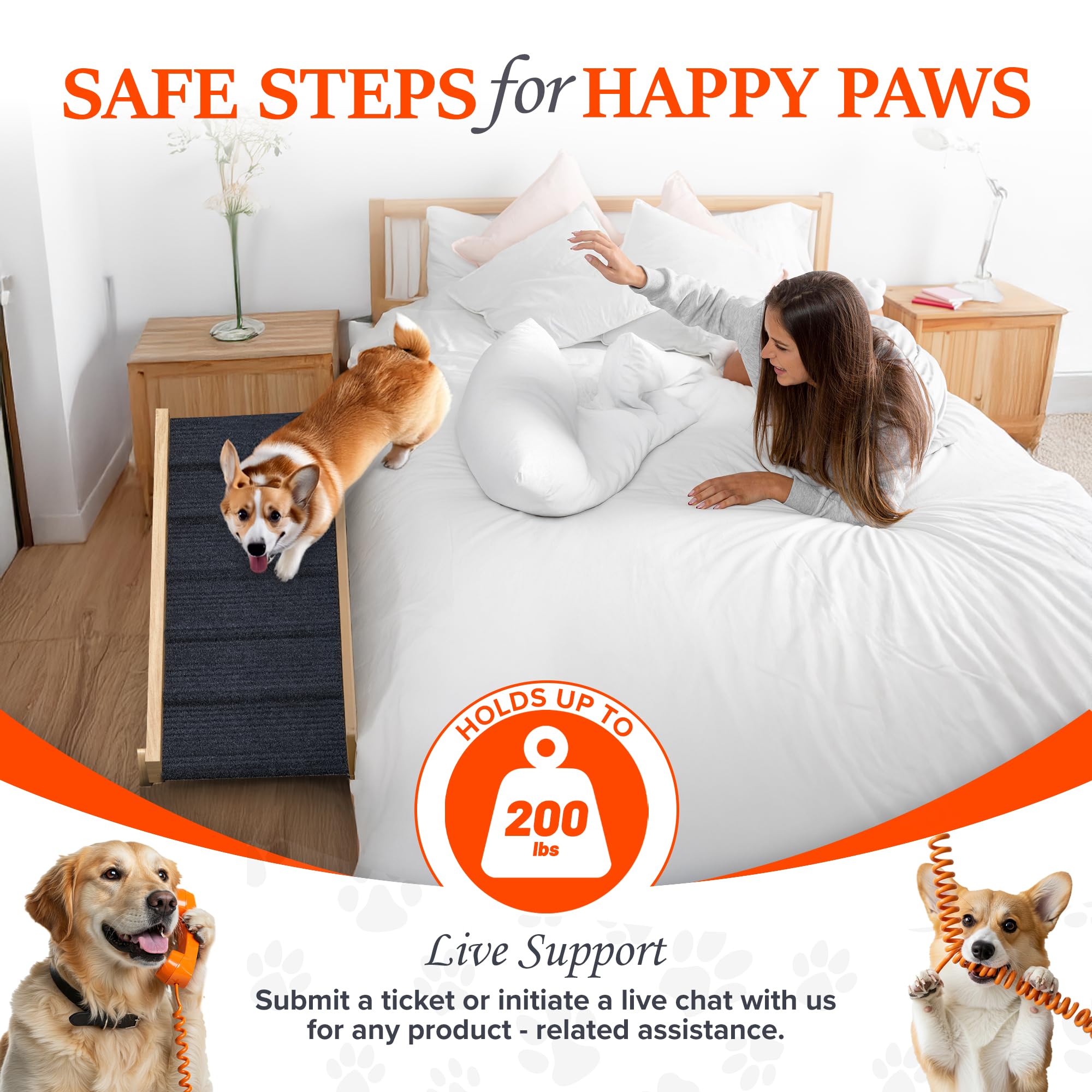 Rampe Pathosio Pets adaptée au canapé et lit.